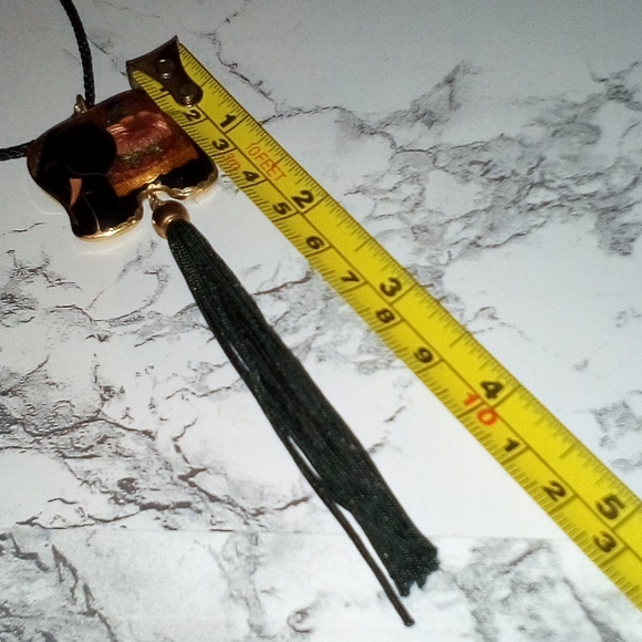 Vintage Chinese Enamel Cloisonne Puff Elephant Pendant with Tassel Neckl… - Picture 5 of 9